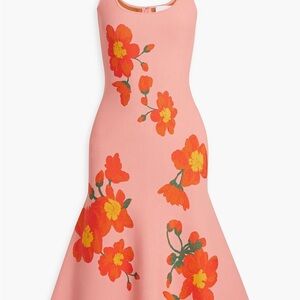 Carolina Herrera Floral Designed Jacquard Knit Dress Sz XL/TG